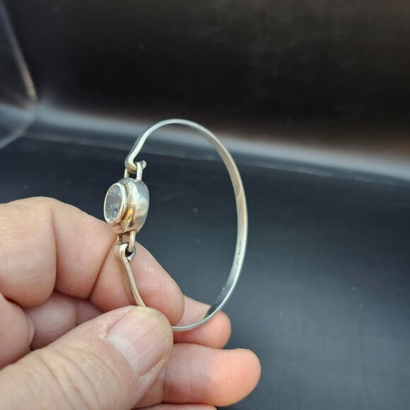 VTG Boma Sterling Silver Bracelet Bangle Clear Light Blue Stone Tested 925 USA - Picture 14 of 15